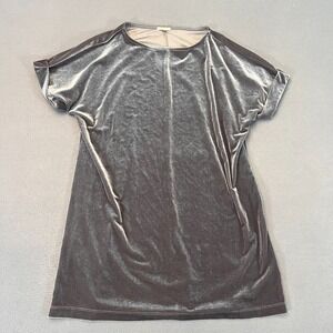 Ecote Anthropologie Womens Small Short Sleeve Gray Velvet Top‎ Long Party Solid